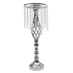 10 Pcs Silver Wedding Centerpieces Crystal Acrylic Flower Stands 21.7in Tall