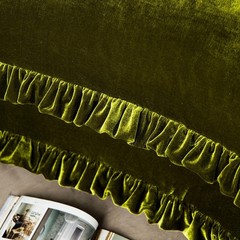 Velvet Pillow Shams Set of 2 Retro Ruffle Flounces Trim Soft Decorative Luxur…