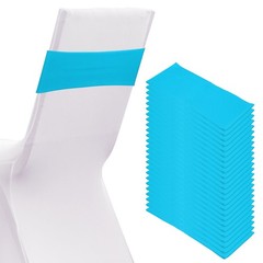 25 Pcs Spandex Chair Sashes Bows with Slider Buckle, Peacock Blue