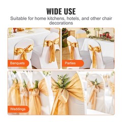 VEVOR 50/100PCS Gold Stretch Spandex Chair Sashes Elastic Party Dining