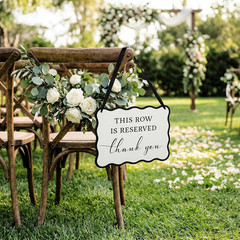 2 Pack Wooden Reserved Signs for Wedding Chair 8.5 X 11 Inch This Row Is Reserve