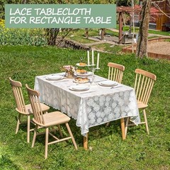 White Lace Tablecloth 54 X 54 Inches Square 54″ x 54″ (Square) Camellia White
