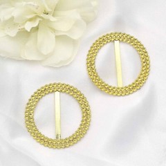 GOLD 20 Round 2″ Acrylic Rhinestones Chair Sash BUCKLES Party Event Decoration