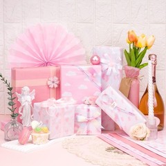 Larcenciel Tissue Paper, 50 Pcs Baby Feet Print Pink Paper for pink