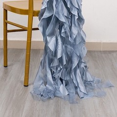 5 DUSTY BLUE Curly Willow Chiffon Satin CHAIR SASHES Party Event Decorations