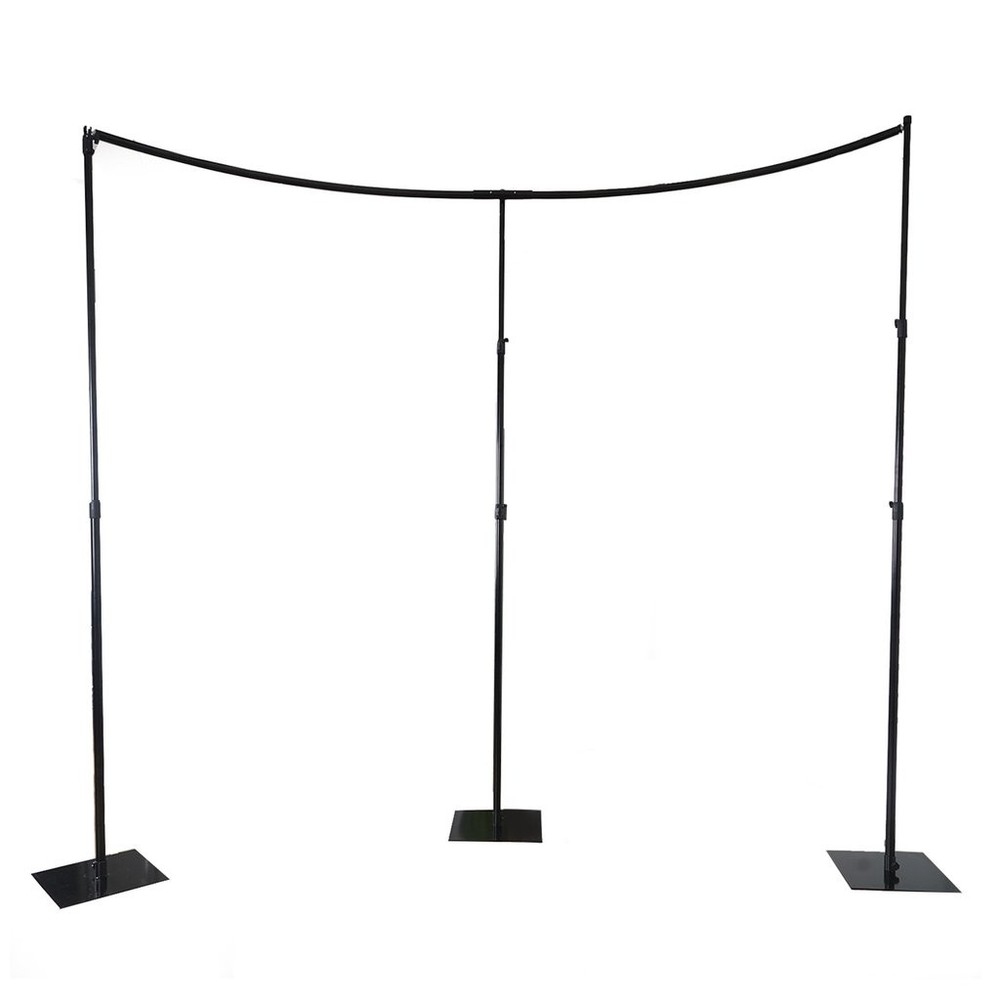 BLACK 11 ft Adjustable Heavy Duty Curved Pipe and Drape Backdrop Support Kit