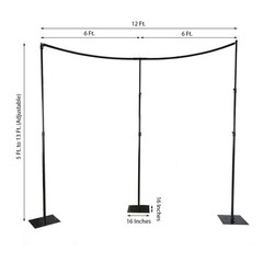 11ft Black Adjustable BACKDROP STAND KIT Curved Pipe Wedding Photo Background