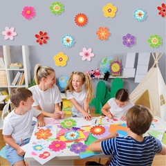 Konsait Flower Cutouts, 63Pcs Colorful Flower Paper Cutouts for Bulletin Boar…