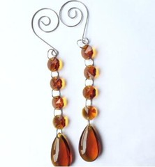 20Pcs Crystal Strand Glass Amber Drop Pendant Christmas Tree Cake Topper Supply