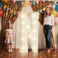 4FT Marquee Letters N Sign,Large Light Up Numbers Party Decoration – Hook and…