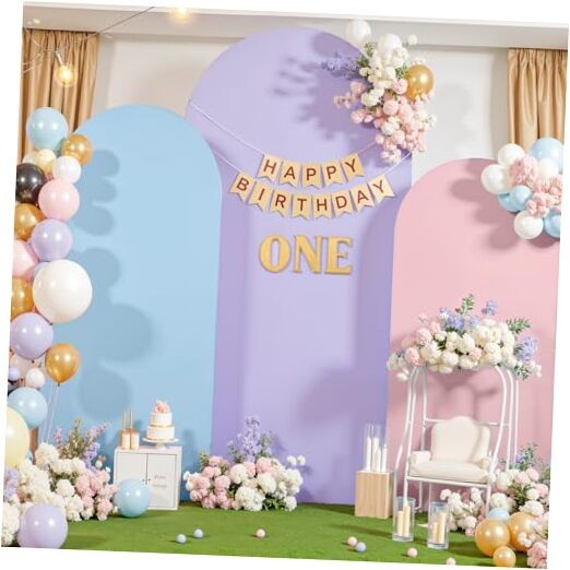 Set of 3 Arch Backdrop Covers(6ft, 5ft, 6FT,5FT,4FT Pink+Light Blue+Lavender