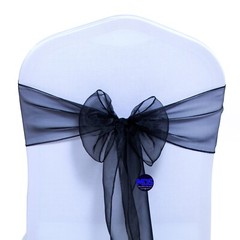 100 Black Organza Chair Sash Bow for Wedding Banquet Party Event Deco -Free Ship