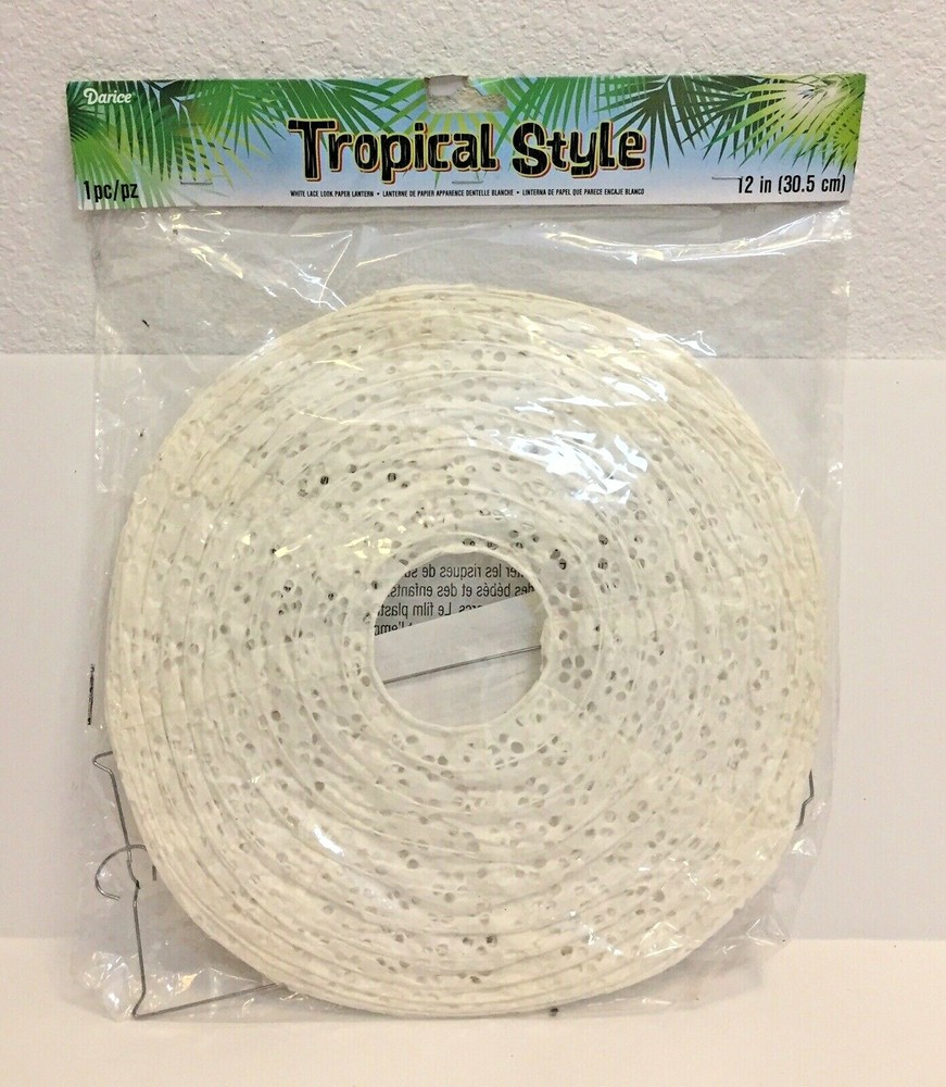 Tropical Style Darice 1 Piece Paper Lace Look Lantern 12″ White