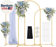 Wedding Arch Backdrop Stand, 6FT, 5FT, 4FT Set of 3 Metal Gold Balloon Arch Kit