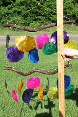 Tropical Colors Beach Wedding Hanging Seashell Decor, 23″+, 1 of G-48