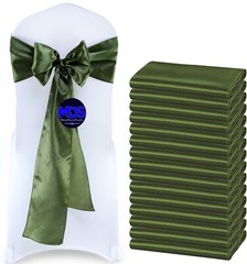 100 Olive Green Satin Chair Sashes Silky Sateen Chair Bows wedding party décor