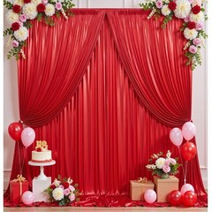 10×10 ft Red Sequin Backdrop Curtain Panels for Parties, Wrinkle Free Glitter…