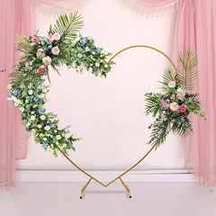 210cm(6.89ft) Heart Shaped Gold Metal Balloon Arch Stand Frame Display Kit Love
