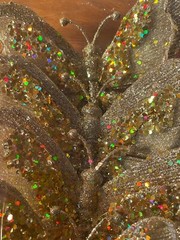 Gold Butterfly Clip Set of 4 Large 6″ Wedding Decorations Sparkly Glitter New