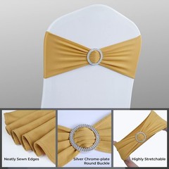 Spandex Chair Sashes 50PCS – Stretch Bands with Buckle for Wedding Party Decor