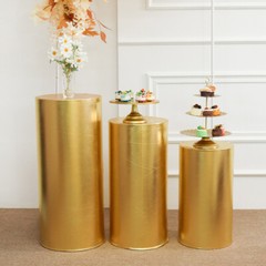1pcs Gold Cover For Round Plinth Cylinder Pedestal Wedding Flower Display Stand