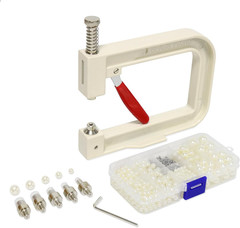 Troyune Pearl Setting Machine, Pearl Hand Press Tools with White Pearl Beads, Ri