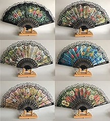 HUNANBANG 1 Dozen 12 Pieces Folding Hand Fans Church Wedding Gift, Party Favo…