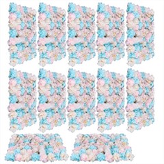 12PCS Artificial Flower Wall Panel White Hydrangea Rose Wedding Backdrop Decor