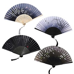 4 Pack Compartments Foldable, Bamboo Hand Fan Small, Fencer Summer, Hand Fan Fold…