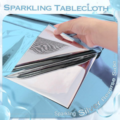 2Pcs Light Blue Foil Metallic Tablecloth Shiny Party Table Cloth 54″ X 72″ Dispo