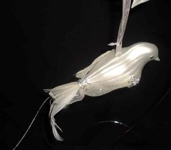 Silvestri Satin White Glass Bird Ornament Winter Wedding Decor Holiday Elegance