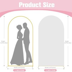 6FT Gold Metal Arch Backdrop Stand and Spandex Arch Cover Set | Easy 6 FT White