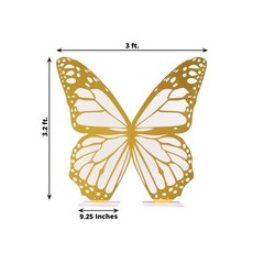 3 ft White Gold Butterfly Foamboard Stand Party Events