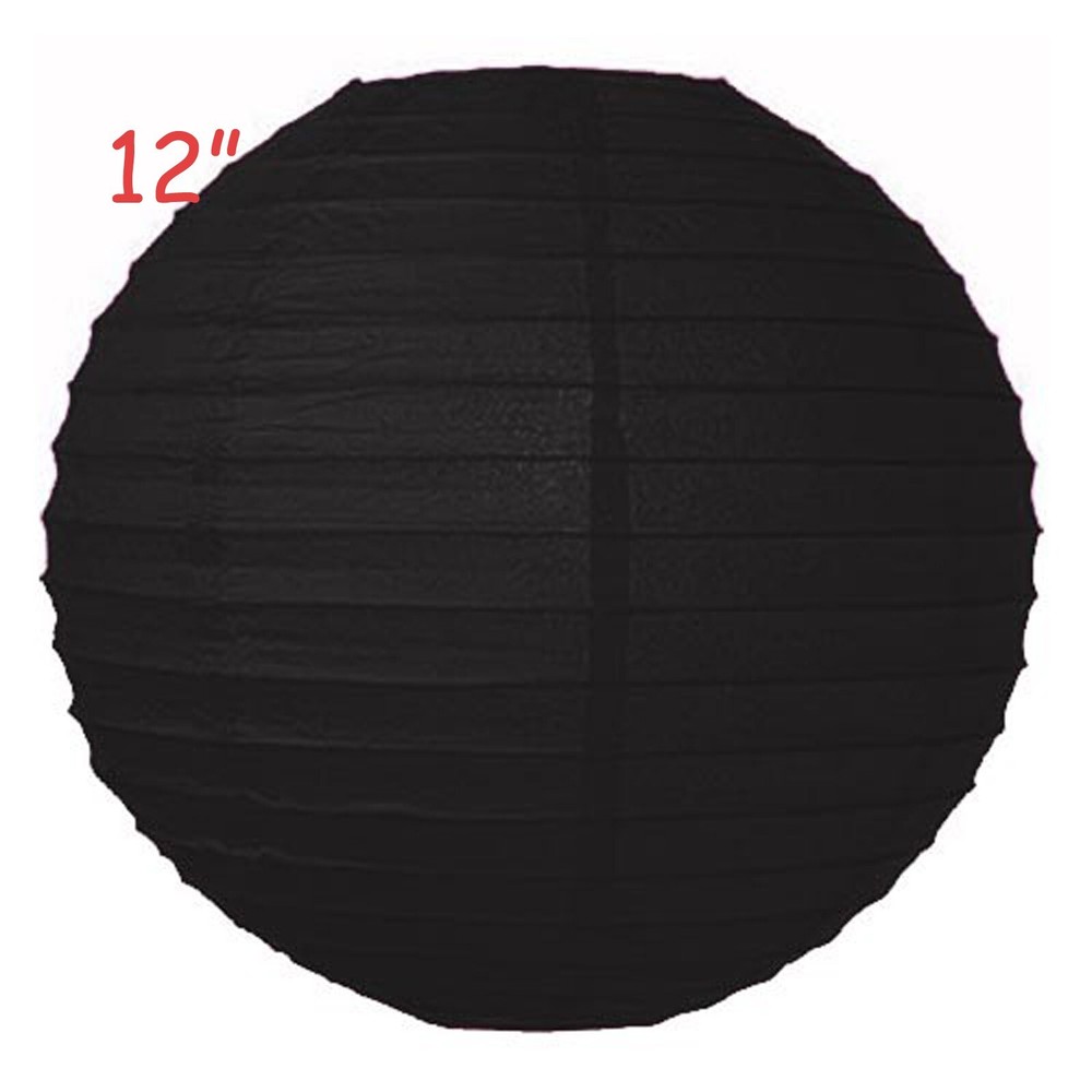 12 Black 12″ Paper Chinese Lantern Lamp Shade Wedding Party Decoration Supplies