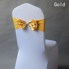 10pcs Chair Cover Sash Bowknot Spandex Satin Bow Stretch Ribbon Wedding Party