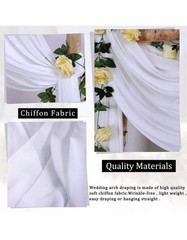 10 Chiffon Wedding Arch Decorative Drape Curtain Panel White 157.5 x 27.6 in