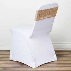 10 Champagne Spandex Sequined CHAIR SASHES Ties Wraps Wedding Party Decorations