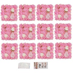 12pcs Artificial Flower Wall Panel Silk Cloth Flower Wall Backdrop for Wedding