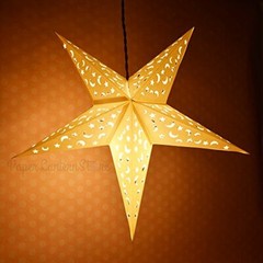 Quasimoon 24″ White Star Moon Cut-Out Paper Star Lantern, Hanging Decoration …