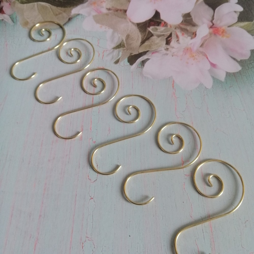 100Pcs 25*50mm Metal Swirl Shaped Hook Hanger Crystal Prisms Gold Connector