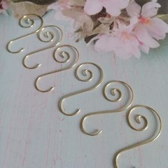 100Pcs 25*50mm Metal Swirl Shaped Hook Hanger Crystal Prisms Gold Connector