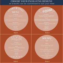 Engraved Wooden/ Acrylic Round Wedding Table Menu Plaque