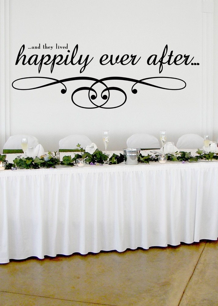 Happily Ever After Wedding Wall Decor Vinyl Sticker Decal 22″h x 60″w