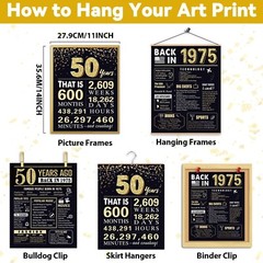 50th Birthday Gifts for Men 1975 Birthday Decorations 3 Pieces 11 x 14 Back i…