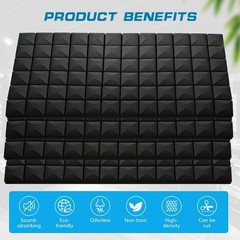 4 PCS Acoustic Panels,48”X24”X2” Sound Proof Foam Panels for Walls,High De…