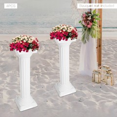 Roman Column 4 Piece Set White, Wedding Decorative Pillars Adjustable Height
