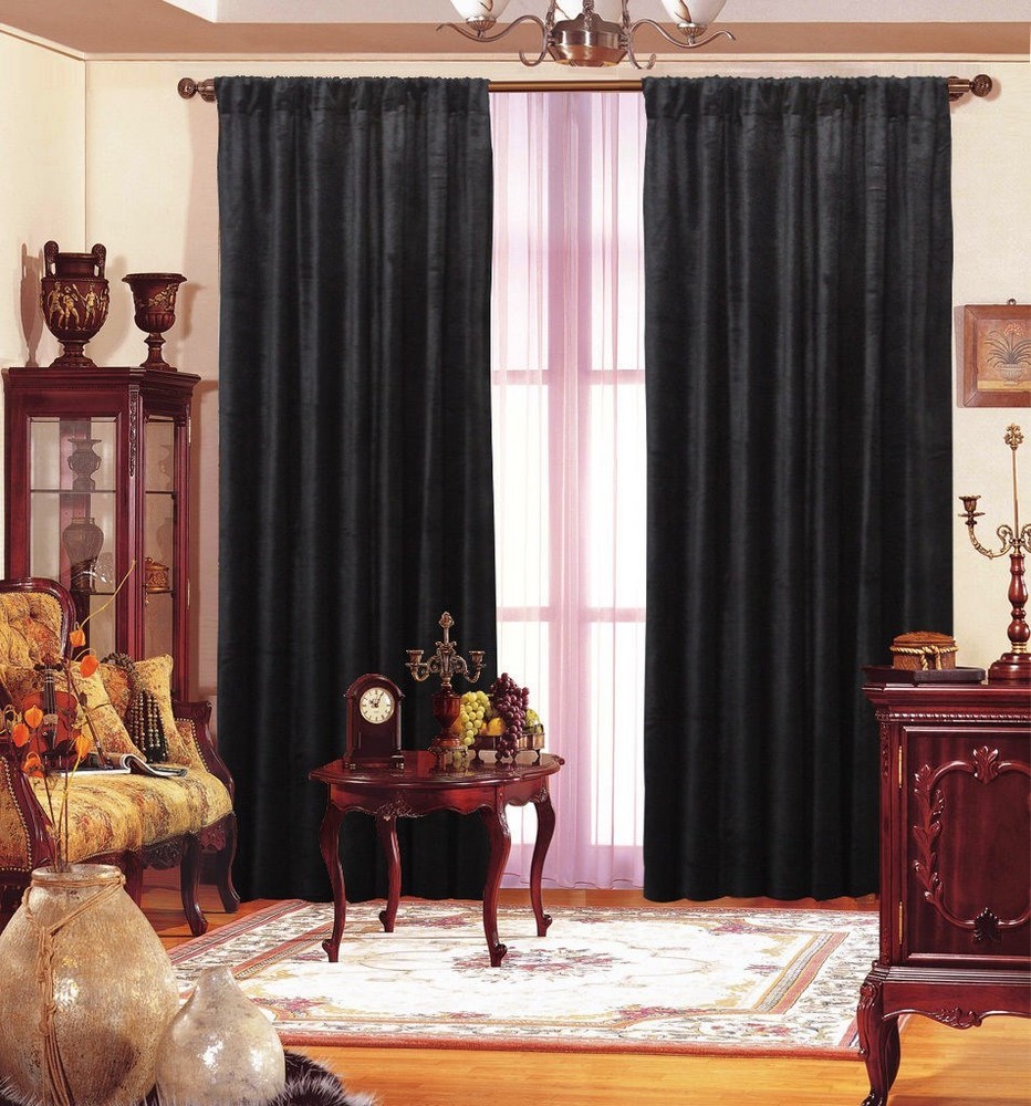 2 Drape Panels Velvet 5ft W x 9ft H Black Curtains Photography Backdrop Photo