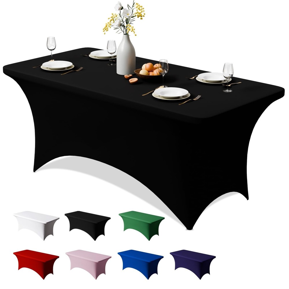 Trlyc 1 Pack 6FT Spandex Table Cloth – 72 x 30 Inch Rectangular Stretch Table…