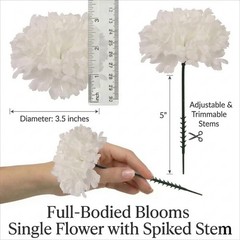 Larksilk White Carnations, Fake Flowers, 100 Pack for Events, Weddings, DIY