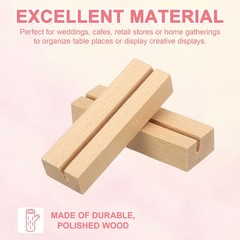 16 Pcs Wood Place Card Holders for Food Signs, Wood Color